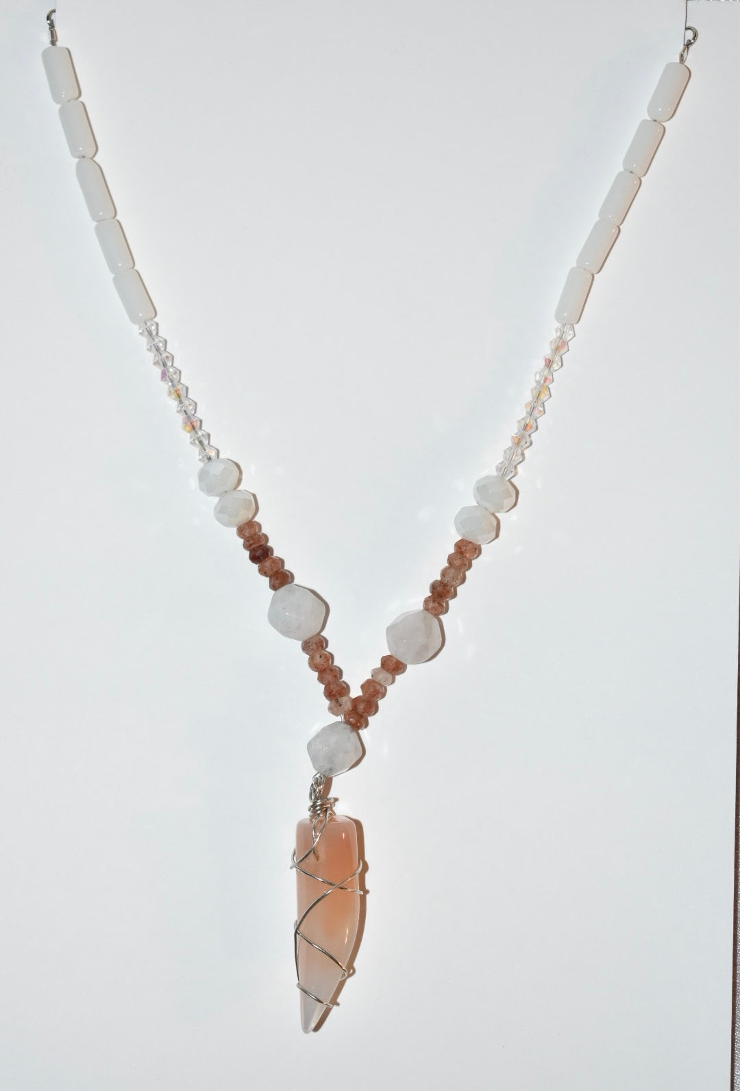 Sunstone & Carnelian, Crystal Necklace 03