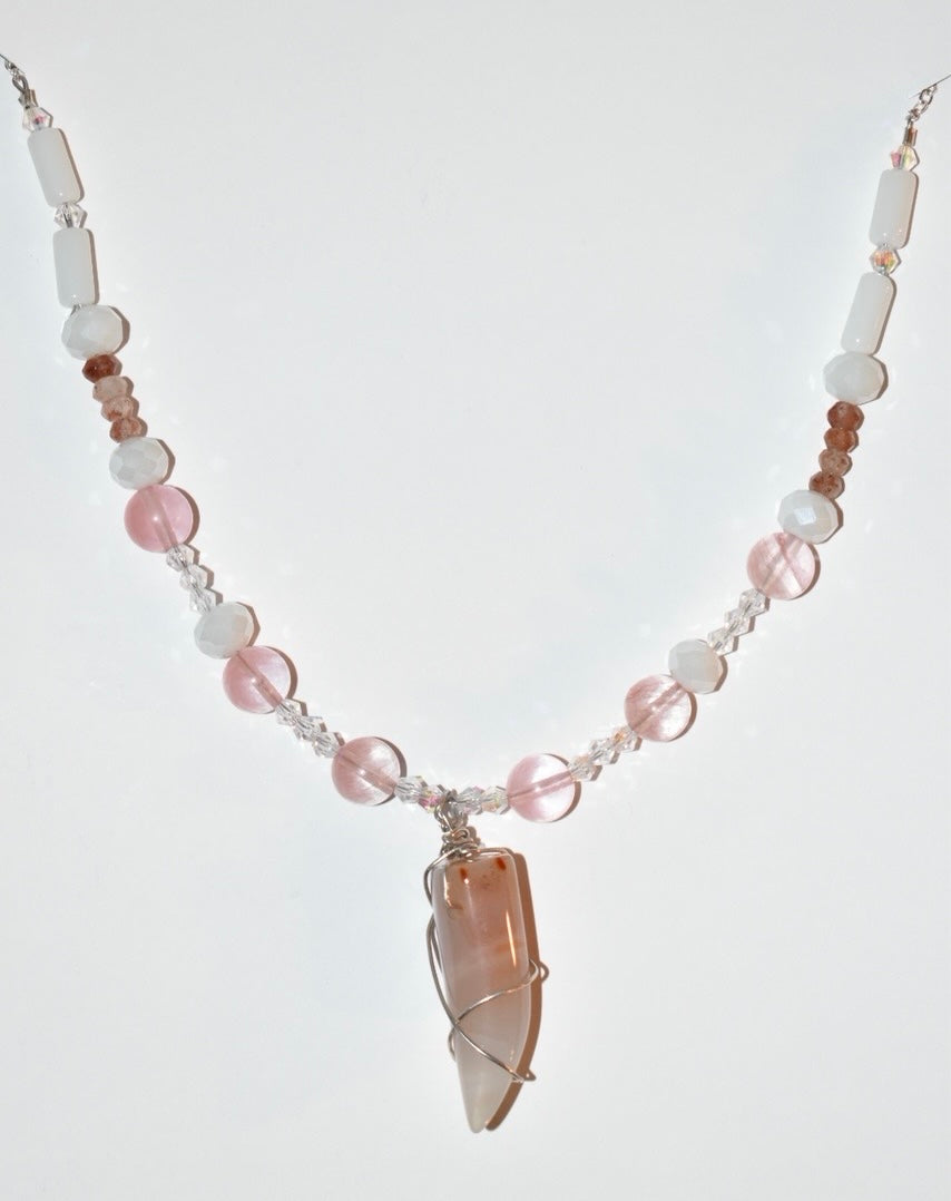 Sunstone & Carnelian, Crystal Necklace 05