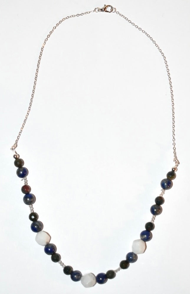 Moonstone, Lapis Lazuli Crystal Necklace 01