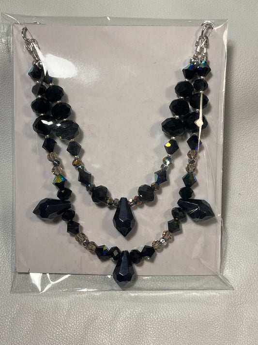 Black Crystal Glass Chain Necklace 02