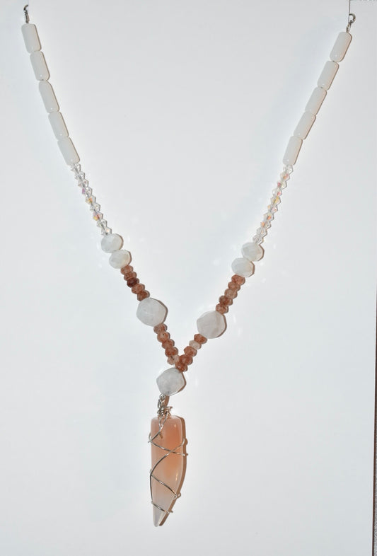 Sunstone & Carnelian, Crystal Necklace 03