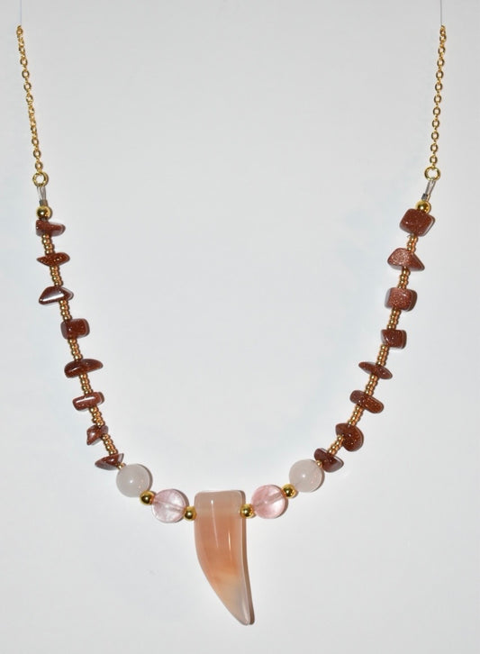 Sunstone & Carnelian, Crystal Necklace 04