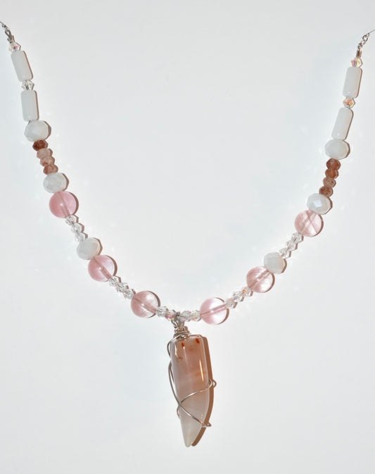 Sunstone & Carnelian, Crystal Necklace 05