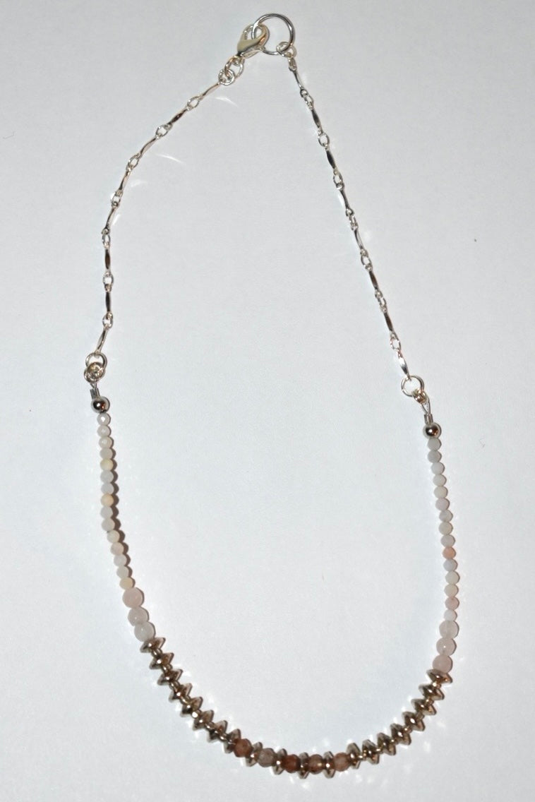 Rose quartz, SunStone Crystal Necklace 01