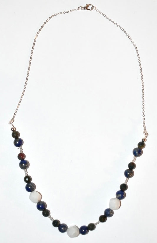 Moonstone, Lapis Lazuli Crystal Necklace 01