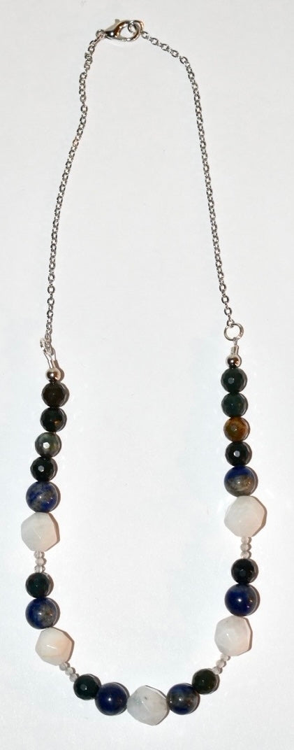 Moonstone, Lapis Lazuli Crystal Necklace 02
