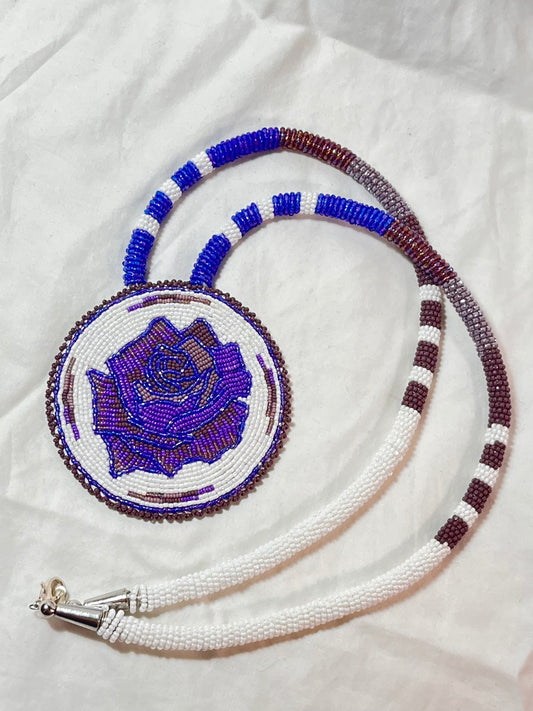 Puruple rose beaded necklace