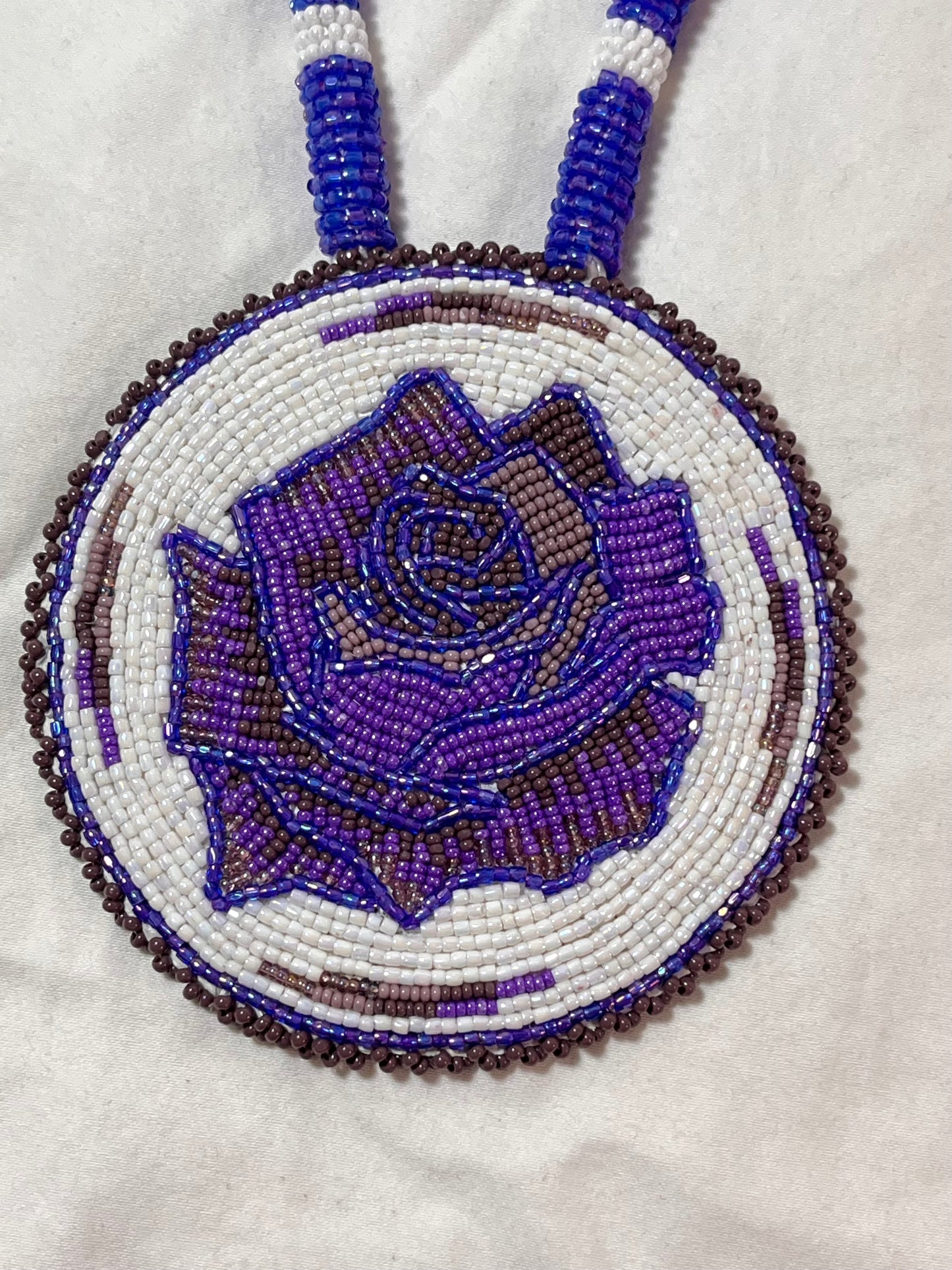Puruple rose beaded necklace