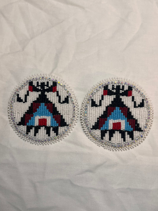 Teepee Village Collection 2025, Lakota Beadwork, light blue, red 07