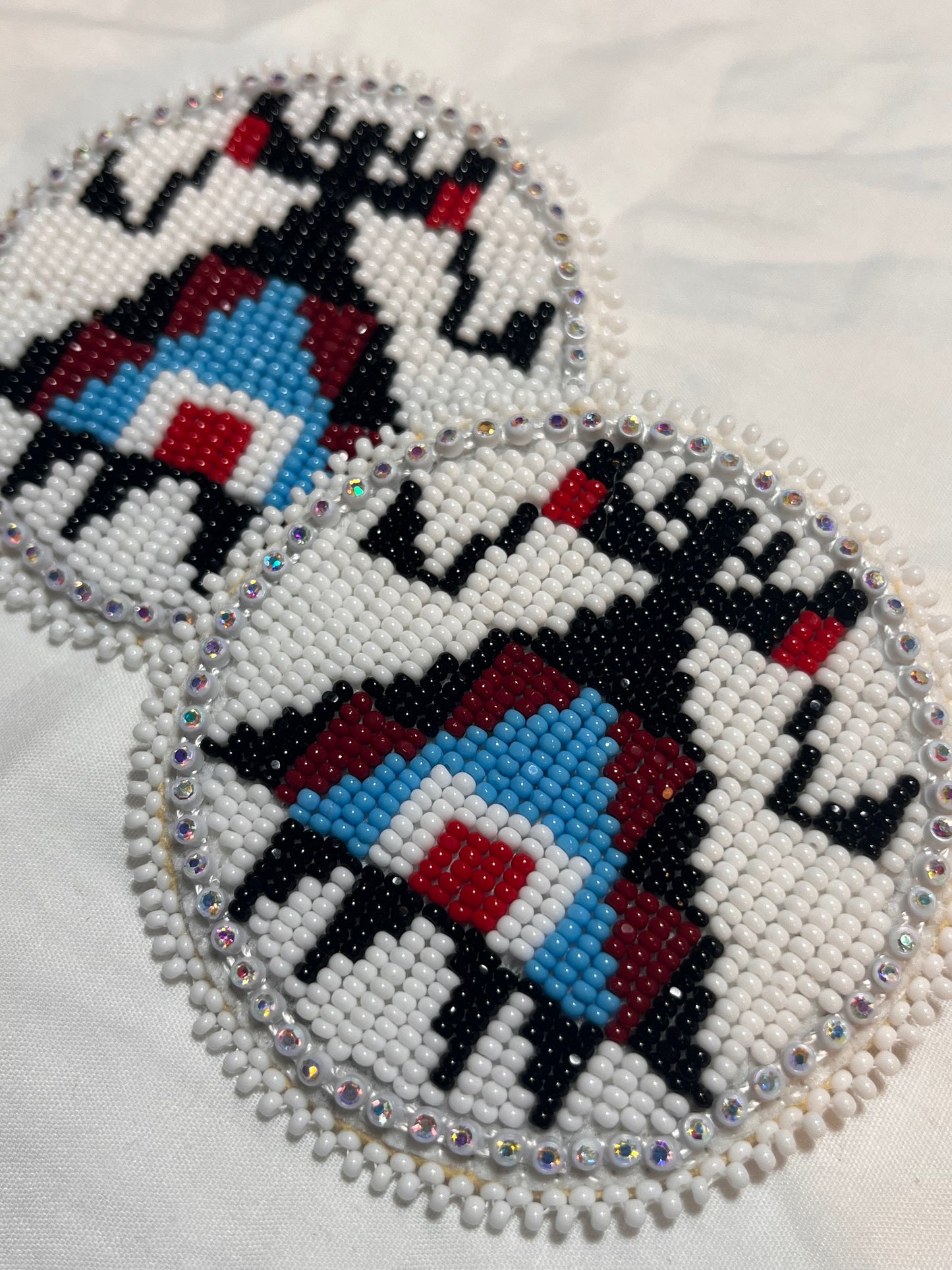Teepee Village Collection 2025, Lakota Beadwork, light blue, red 07