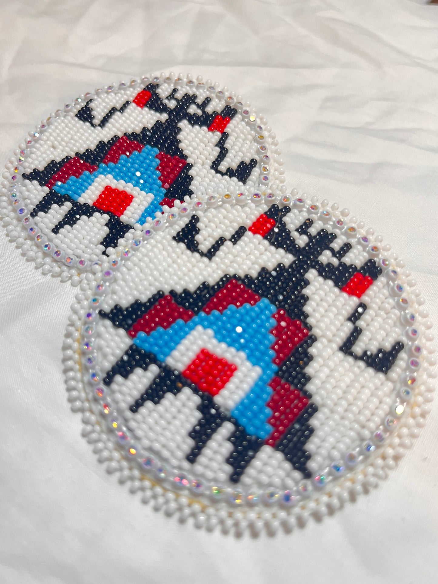 Teepee Village Collection 2025, Lakota Beadwork, light blue, red 07